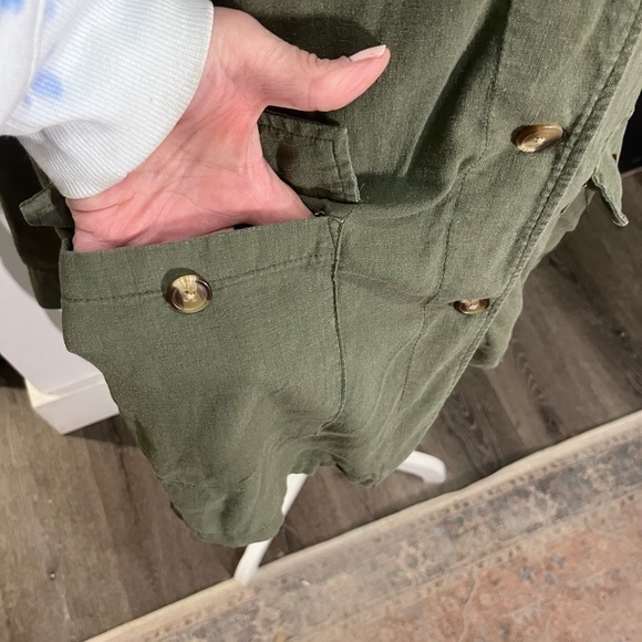 Zac & Rachel Olive Green Button Down Over Shirt - Picture 2 of 9